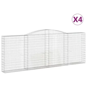 Kosze gabionowe, 4 szt, 400x30x140/160 cm, galwanizowane żelazo