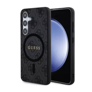 Guess 4G Collection Leather Metal Logo MagSafe - Etui Samsung Galaxy S24 (czarny)