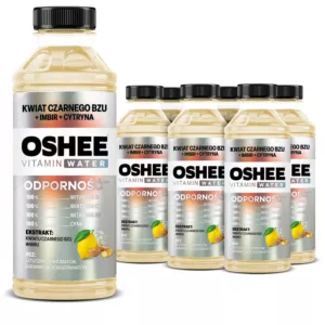 6x OSHEE Vitamin Water Odporność kwiat czarnego bzu + imbir + cytryna 555 ml