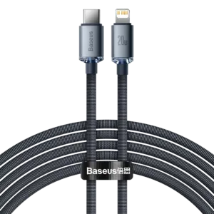 Kabel USB-C do Lightning Baseus Crystal, 20W, PD, 2m (czarny)