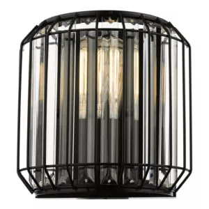 Kinkiet Naeva 2 Light Wall Light Matt Black Glass