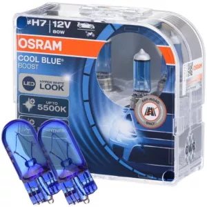 Niebieskie żarówki H7 OSRAM Cool Blue Boost + W5W