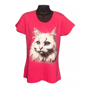 Koszulka Damska z kotem fuksja róż M