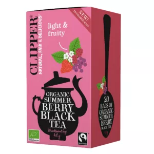 Herbata czarna z czarną porzeczką maliną i truskawką Fair Trade BIO (20x2g) 40g