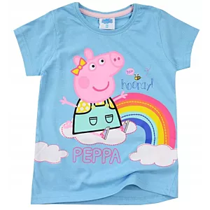 ŚWINKA PEPPA BLUZKA dziewczęca krótki RĘKAW T-SHIRT niebieska 104 D064C