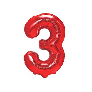 Balon foliowy "cyfra 3", czerwona, 100 cm [balon na hel, cyfra duża, urodziny]