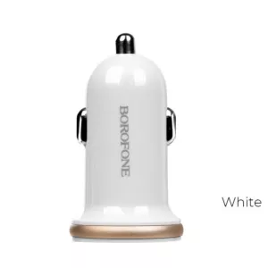 Borofone - ładowarka samochodowa 2x USB, biały
