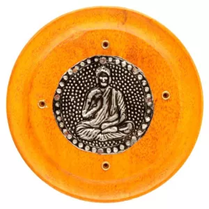 Okrągła podstawka na kadzidła 'Budda' pomarańczowa