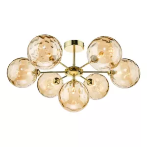 Lampa sufitowa Cohen 7 Light Semi Flush Polished Gold Champagne Dimpled 150mm Glass