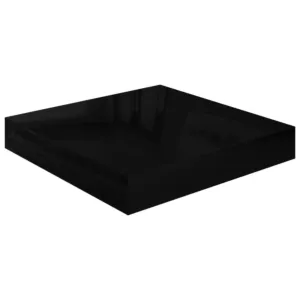 Półka ścienna, czarna, wysoki połysk, 23x23,5x3,8 cm, MDF