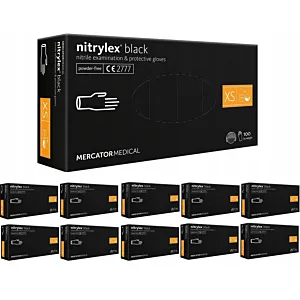 Rękawice Nitrylowe 100 sztuk / Czarne / Rozmiar: 6 - XS / Nitrylex Black - 10 szt.