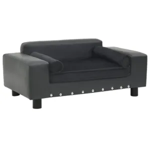 Sofa dla psa, ciemnoszara, 81x43x31 cm, plusz i sztuczna skóra