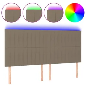 Zagłówek do łóżka z LED, taupe, 180x5x118/128 cm, tkanina