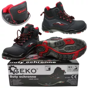 BUTY ROBOCZE OCHRONNE SKÓRZANE NUBUK GEKO G90545-45 ROZMIAR 45 KLASA S3/SRC PREMIUM