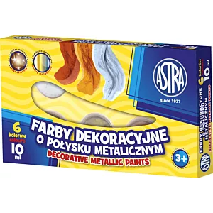 Farby dekoracyjne Astra o połysku metalicznym 6 kolorów - 10 ml