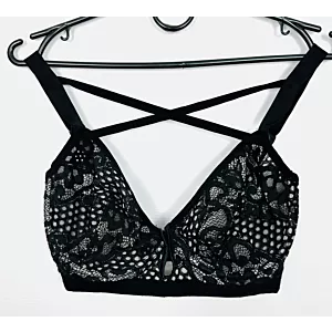 Biustonosz miękki fiszbiny 70E ozdobne paski czarny Ann Summers