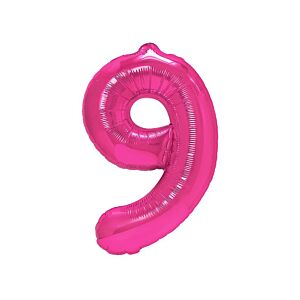 Balon foliowy "cyfra 9", ciemno różowa, 100 cm [balon na hel, cyfra duża, urodziny]