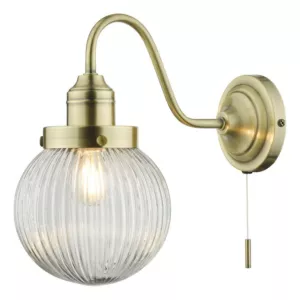 Kinkiet Tamara Wall Light Antique Brass Ribbed Glass