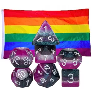 Aseksualność Zestaw LGBT RPG Pride Zestaw Kości + Flaga