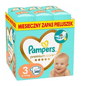 Pieluszki dla dzieci 6-10 kg Pampers Premium Care Rozmiar 3 200 szt.