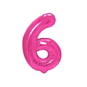 Balon foliowy "cyfra 6", ciemno różowa, 100 cm [balon na hel, cyfra duża, urodziny]