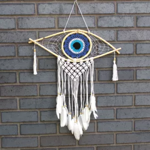 Ochronny Dreamcatcher - Makrama Evil Eye - Czarny