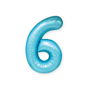 Balon foliowy "cyfra 6", niebieska, 100 cm [balon na hel, cyfra duża, urodziny]