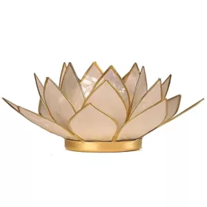 Świecznik podgrzewacz tealight kwiat lotosu perłowe złoto 13,5cm