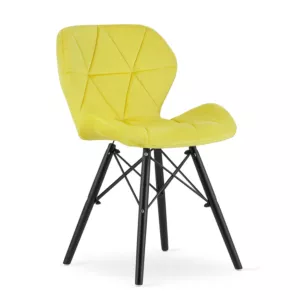 Krzesło LAGO Aksamit - żółte / nogi czarne x 1