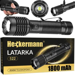 Latarka taktyczna LED Heckermann® 522 z zoomem teleskopowym