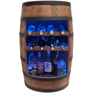 Barek z beczki drewnianej z dwoma leżakami na wino w kolorze wenge 80x50cm oświetlenie LED RGB