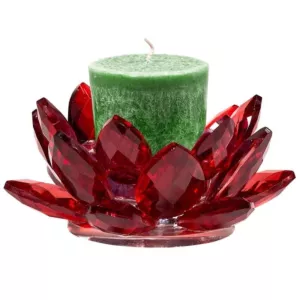 Świecznik kryształowy Lotos - czerwony 11 x 5,5 cm