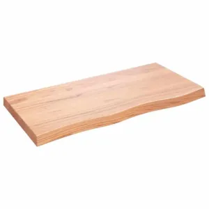 Półka, brązowa, 100x50x(2-6) cm, lakierowane lite drewno dębowe