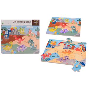 Drewniane puzzle z uchwytami DINO Joueco