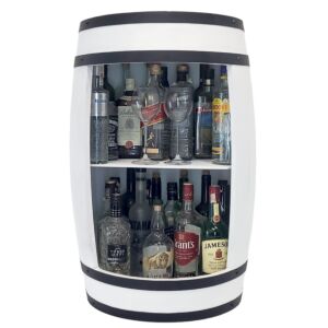 Barek z beczki na butelki z winem w kolorze białym 80x50cm Rustykalny bar domowy na butelki whisky
