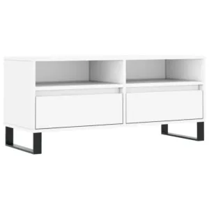 Szafka pod TV, biała, 100x34,5x44,5 cm, materiał drewnopochodny