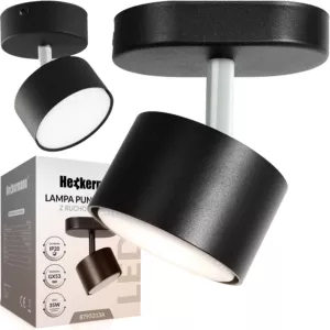 Lampa sufitowa punktowa spot LED Heckermann 8795313A Czarna 1x głowica