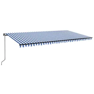 Ręcznie zwijana markiza z LED, 600 x 300 cm, niebiesko-biała