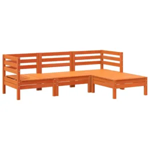 Sofa ogrodowa z podnóżkiem, 3-os., woskowy brąz, lita sosna