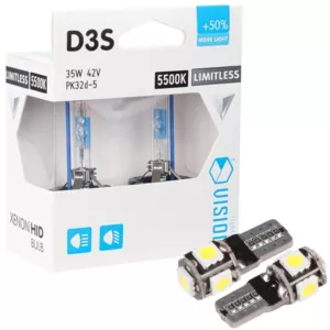 Żarniki Xenon Ksenon D3S +50% 5500K + LED W5W