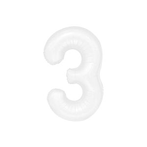 Balon foliowy "cyfra 3", biała, 100 cm [balon na hel, cyfra duża, urodziny]