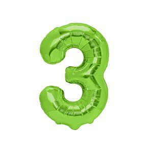 Balon foliowy "cyfra 3", zielona, 100 cm [balon na hel, cyfra duża, urodziny]