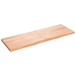 Półka, brązowa, 180x60x(2-6) cm, lakierowane lite drewno dębowe