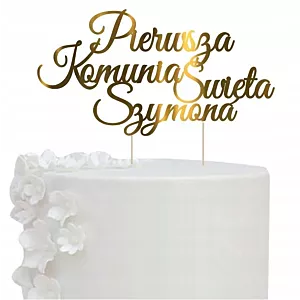 Topper STAND na tort Pierwsza KOMUNIA Święta + IMIĘ