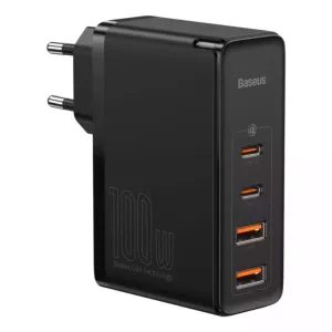 Ładowarka sieciowa Baseus GaN2 Pro, 2x USB + 2x USB-C, 100W, EU (czarna)