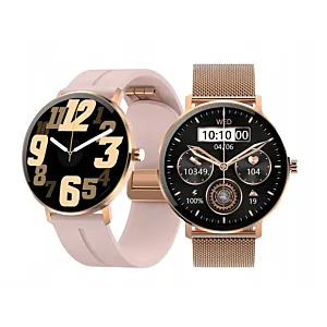 Smartwatch Damski Kiano Venus + 2 Paski - Glamour Elegancki Zloty zegarek Sportowy Pro