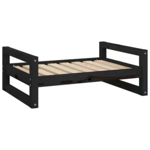 Legowisko dla psa, czarne, 75,5x55,5x28 cm, lite drewno sosnowe