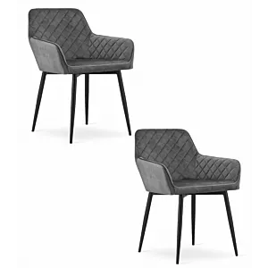 Krzesło NOLA - aksamit szary / nogi czarne x 2