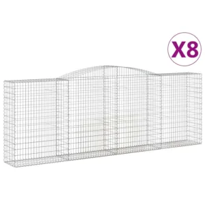 Kosze gabionowe, 8 szt, 400x50x140/160 cm, galwanizowane żelazo