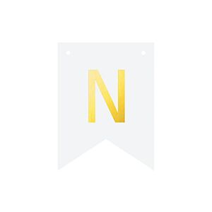 Baner DIY, 16 cm, biały, literka "N" [stwórz swój napis na imprezę,dekoracja]